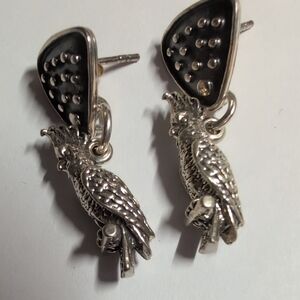 Silver Parrot Earrings